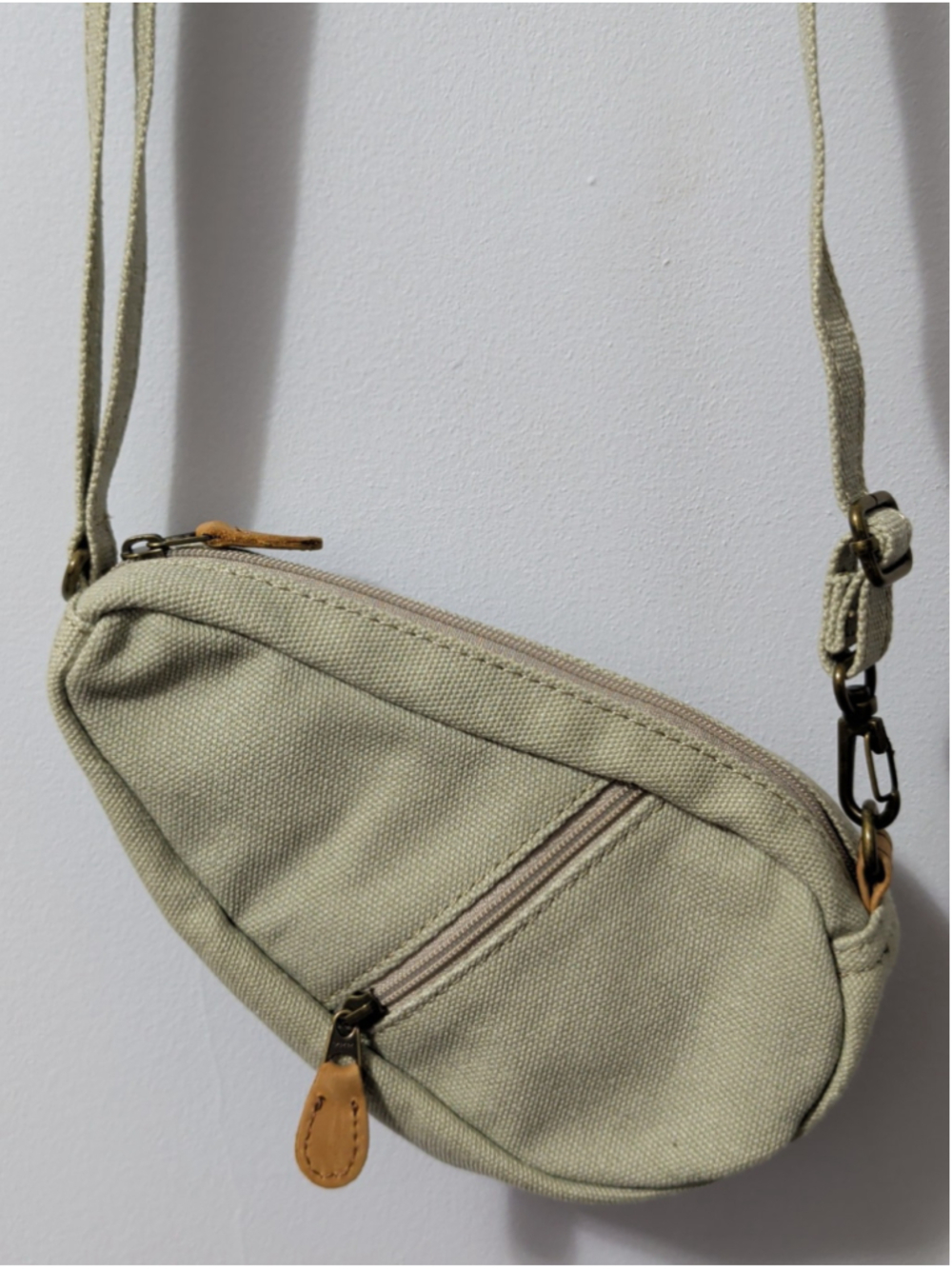 L.L. Bean Teardrop Canvas Mini Crossbody Sling Vintage 7"x4" Olive Green